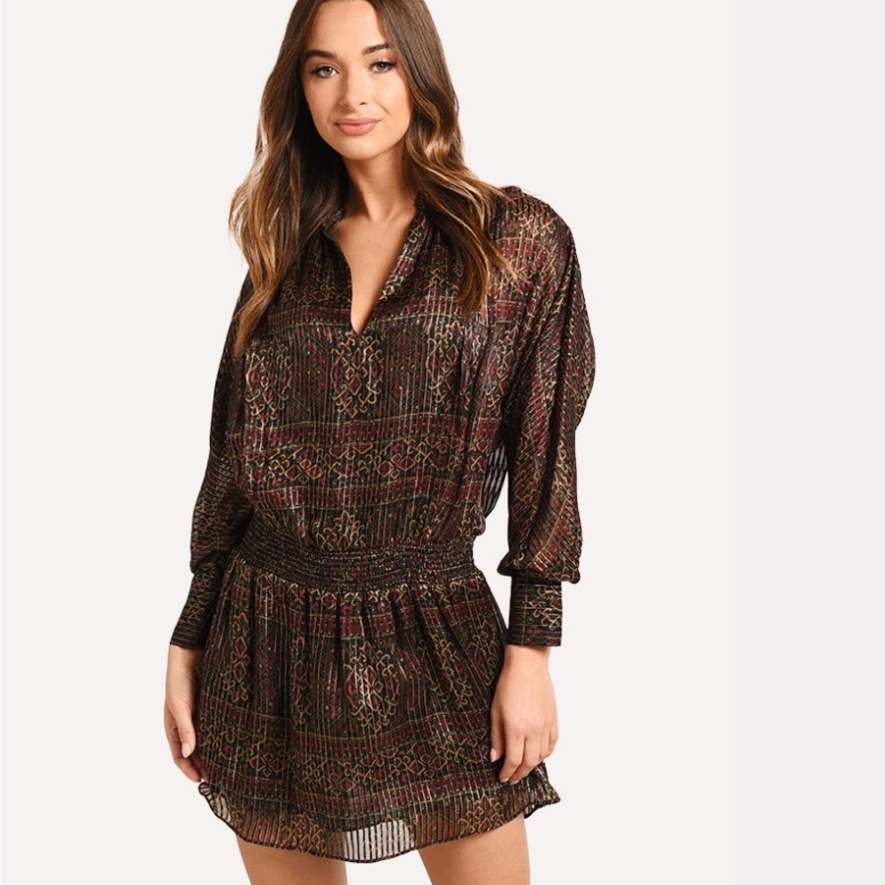 NWT Frame metallic silk Elegant Multicolor Patterned Dress